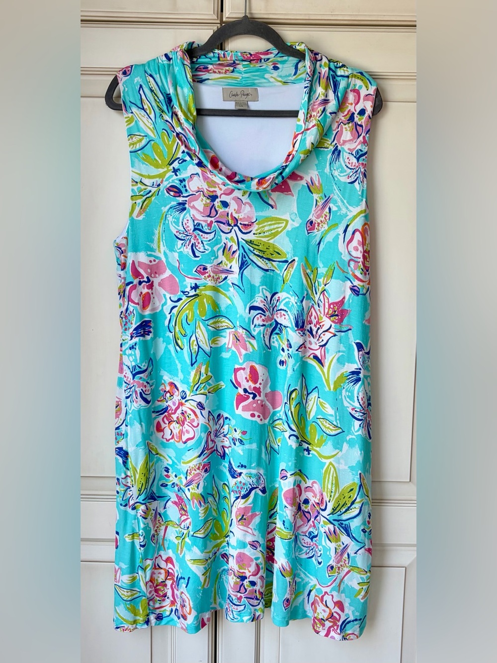 🍇 Charlie Paige Aqua Floral Dress. Large.